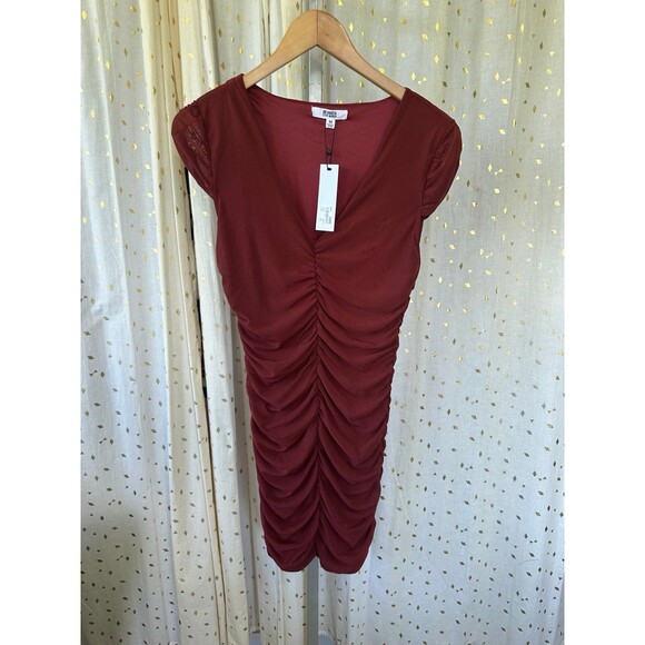 NWT BB Dakota X Steve Madden Spiced Apple Mesh Ruch Hour Bodycon Mini Dress M - Picture 2 of 7